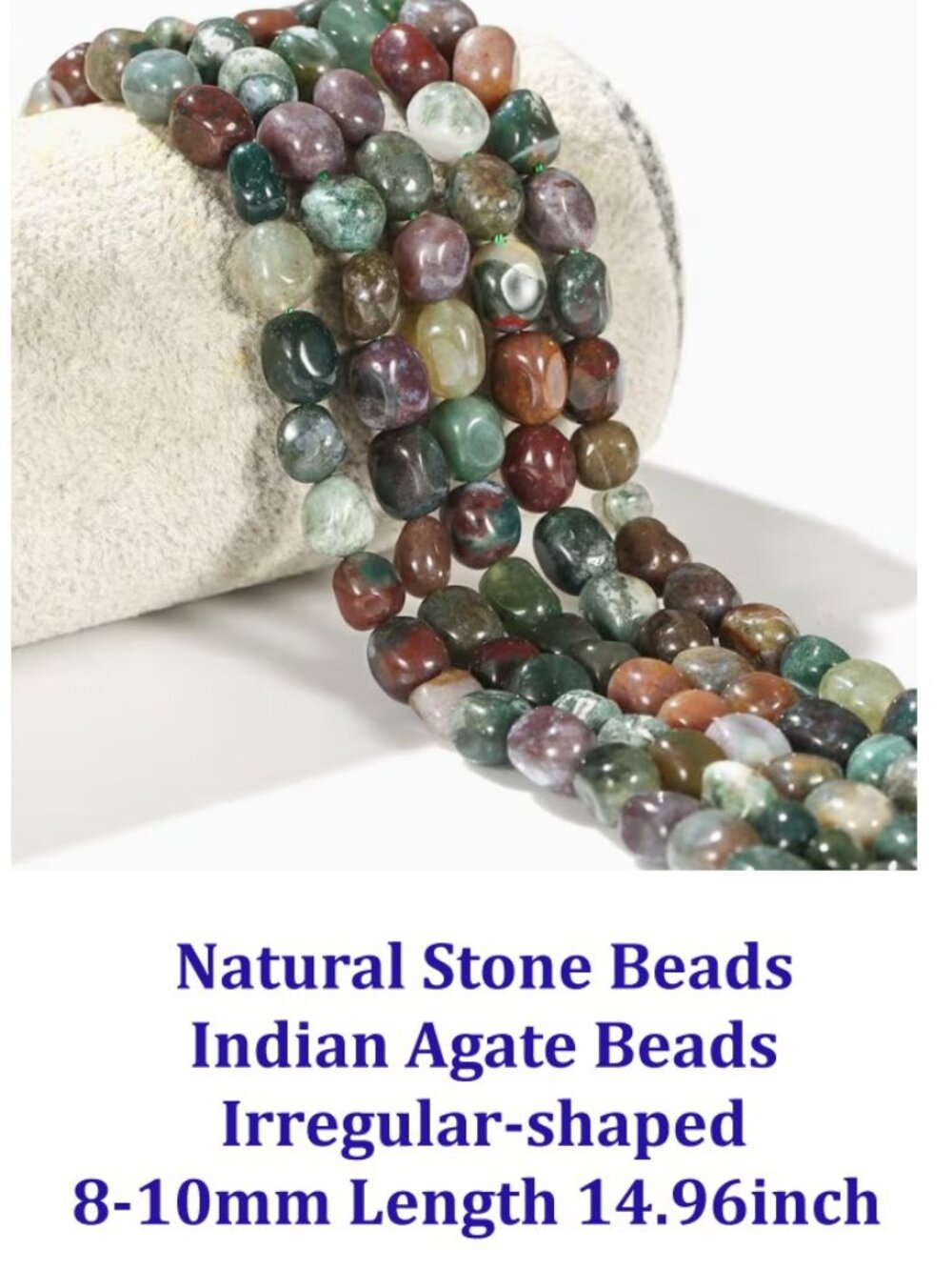 Natural Stone Beads Indian Agate Beads Irregular-shaped 8-10mm Length 14.96inch